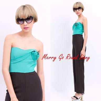 Two Tone Strapless Jumpsuit (GR J0019)