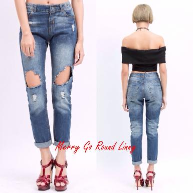 Rock Ripped Boyfriend Jeans  (GR P0016)